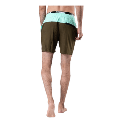 Logo Medium Length Swim Shorts Brown/Green