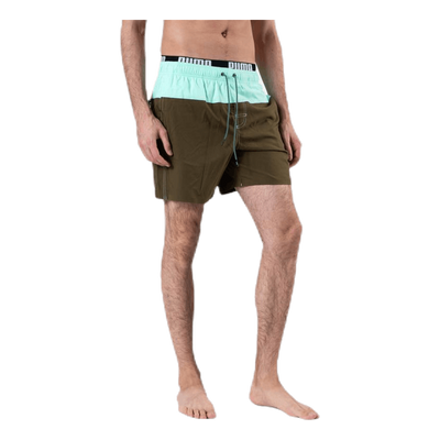 Logo Medium Length Swim Shorts Brown/Green