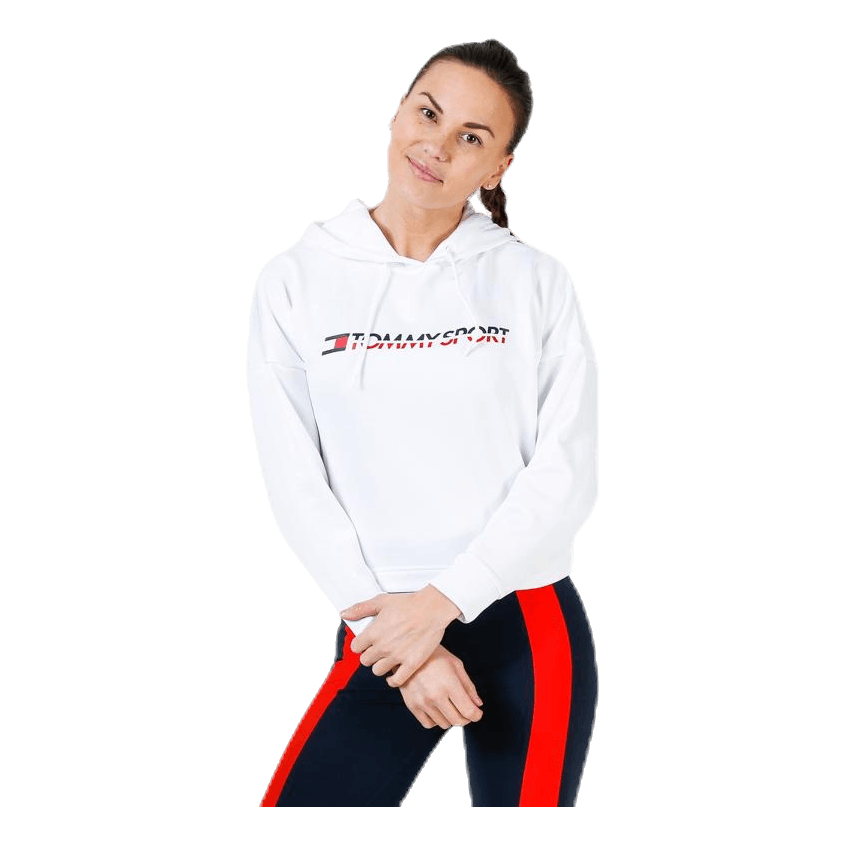 Hoody Cropped Vertical Logo White