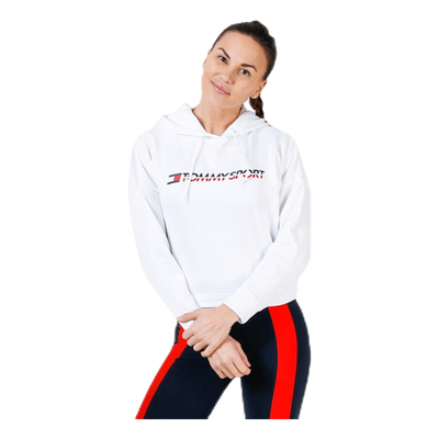 Hoody Cropped Vertical Logo White