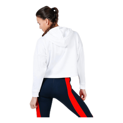 Hoody Cropped Vertical Logo White