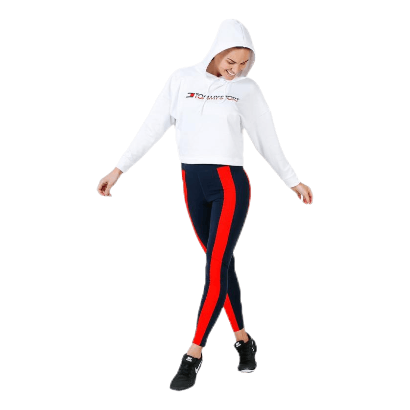 Hoody Cropped Vertical Logo White