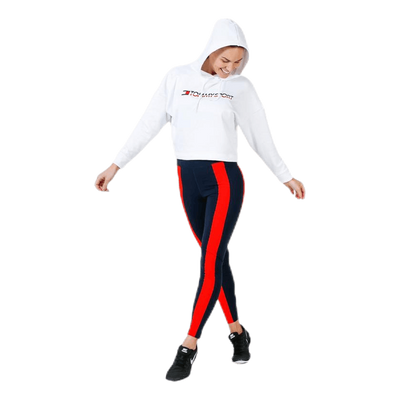 Hoody Cropped Vertical Logo White
