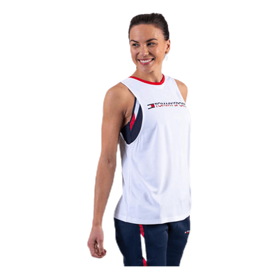 Open Back Tape Tank Top White