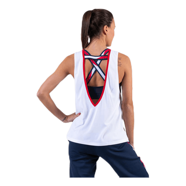 Open Back Tape Tank Top White