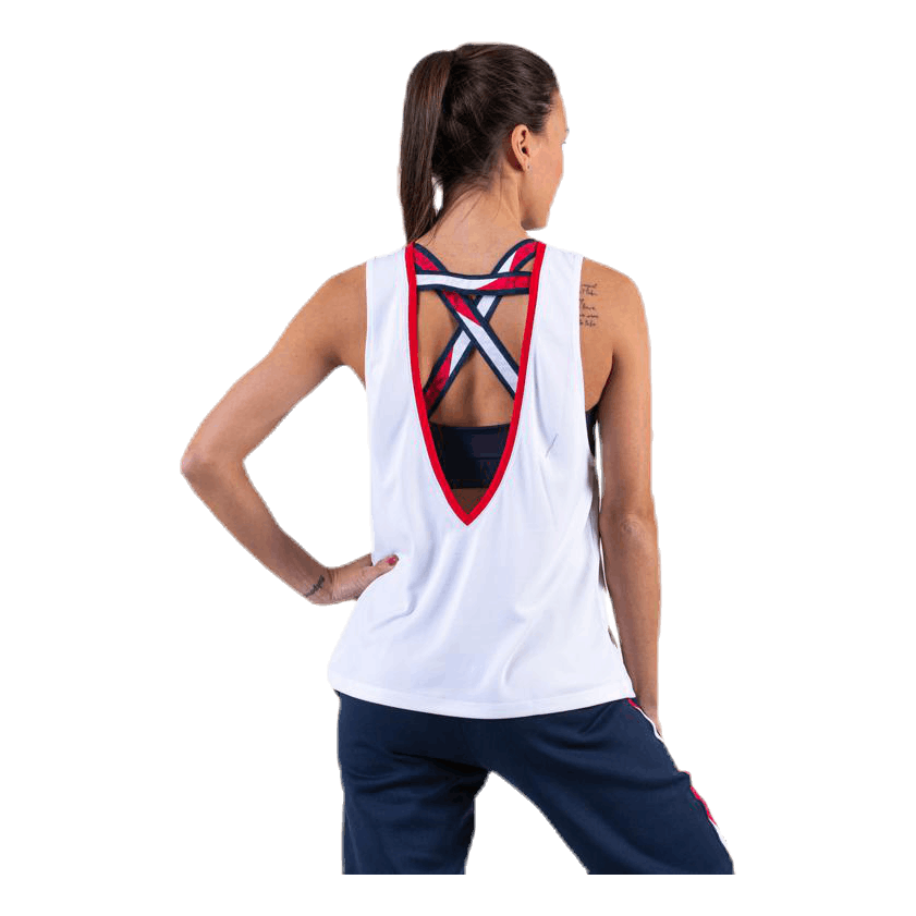 Open Back Tape Tank Top White