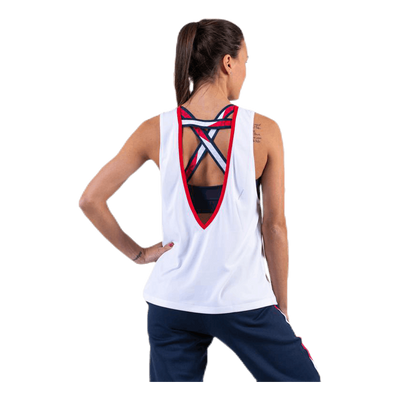 Open Back Tape Tank Top White