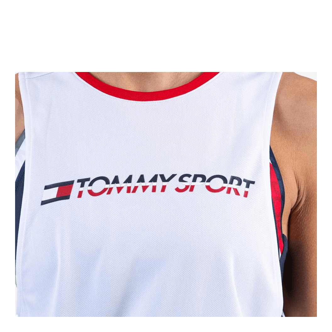 Open Back Tape Tank Top White