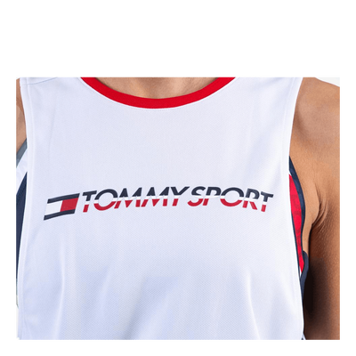 Open Back Tape Tank Top White