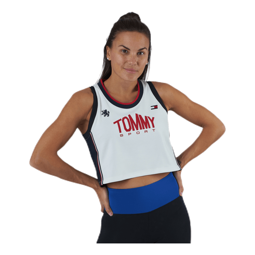 Crop Tommy Tank Top Blue/White