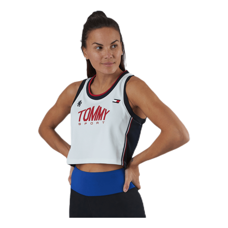 Crop Tommy Tank Top Blue/White