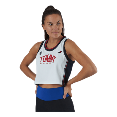 Crop Tommy Tank Top Blue/White