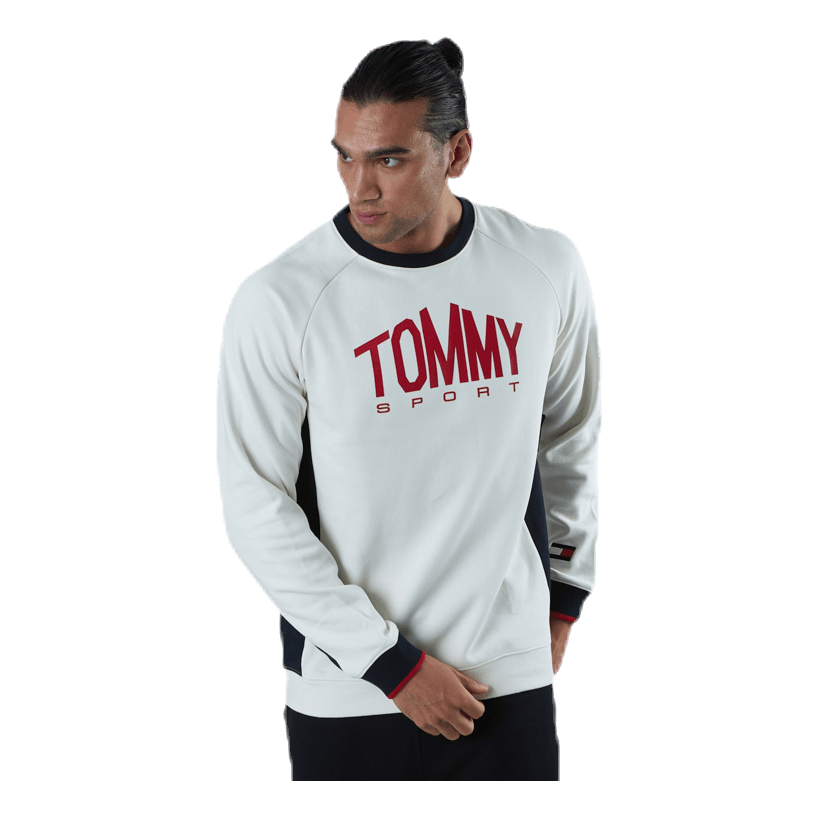 Blocked Fleece Logo Crew White