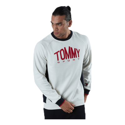 Blocked Fleece Logo Crew White