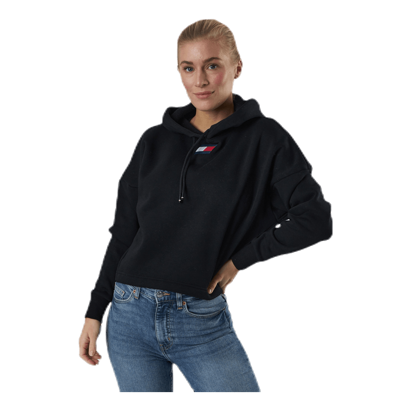 Cropped Hoody Flag Logo Black
