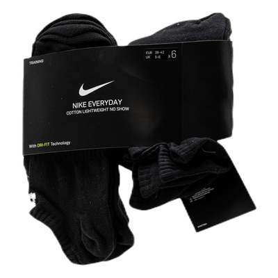 Everyday Lightweight Training No-Show Socks (6 Pairs) BLACK/WHITE