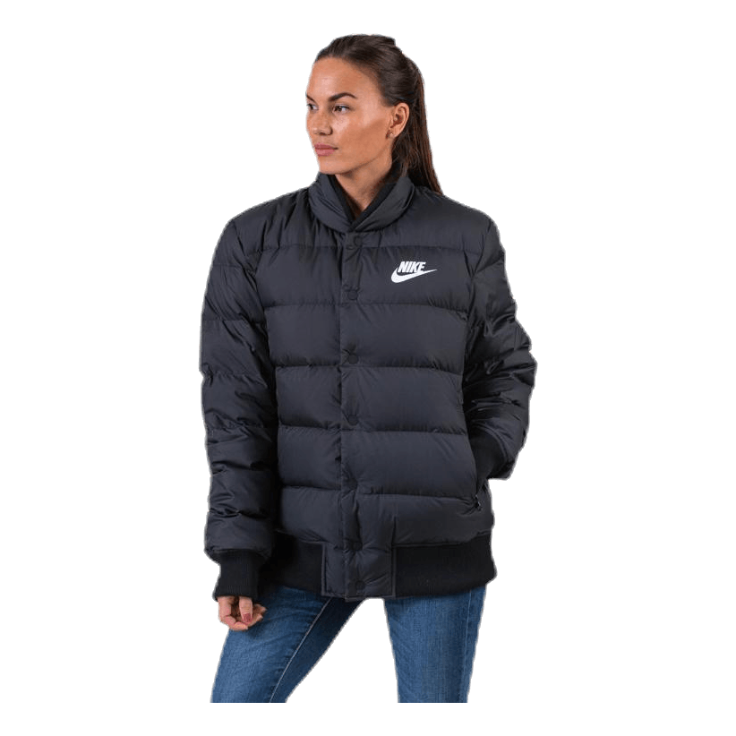 Down Fill Bomber Jacket White Black Nike Runforest