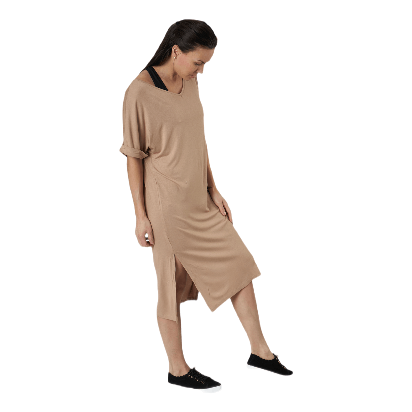 Neora Ss Fold Up Dress Beige