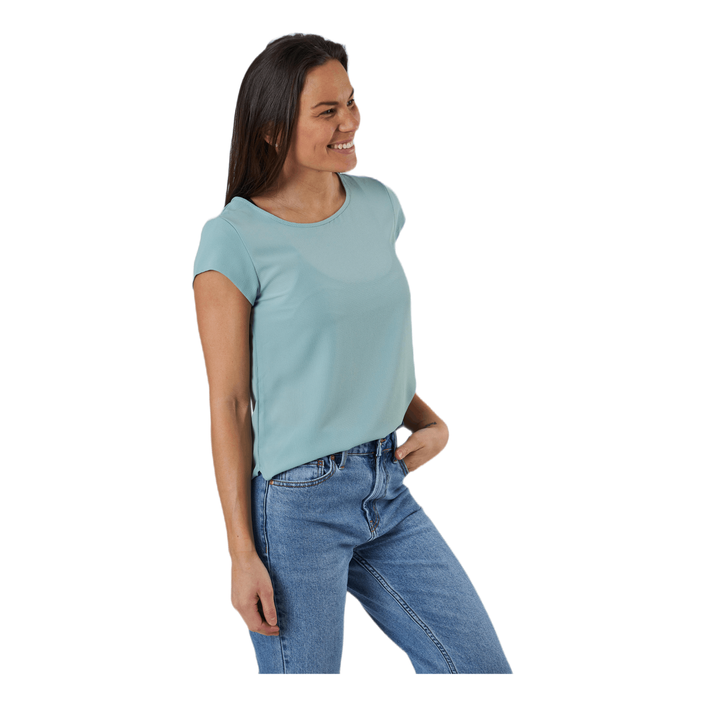 Vic S/S Solid Top Wvn Blue