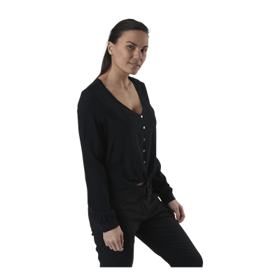 Nina Life L/S Tie Shirt Wvn Black