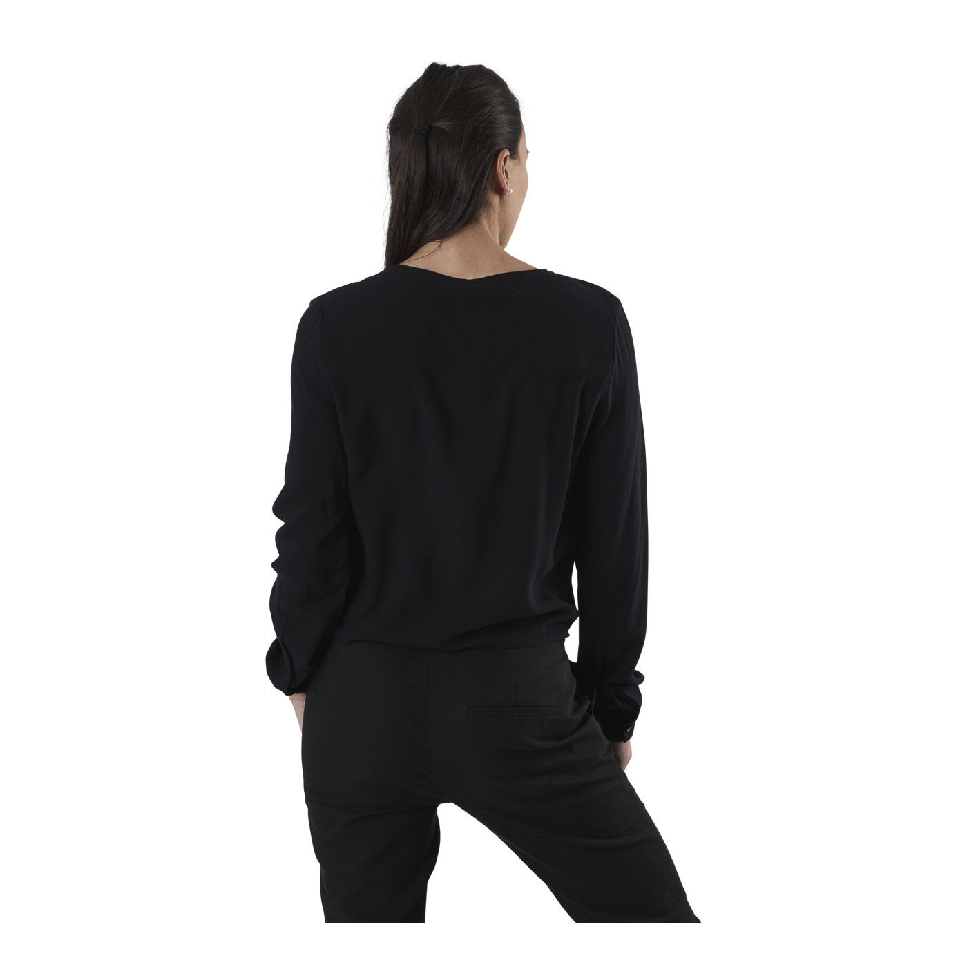 Nina Life L/S Tie Shirt Wvn Black