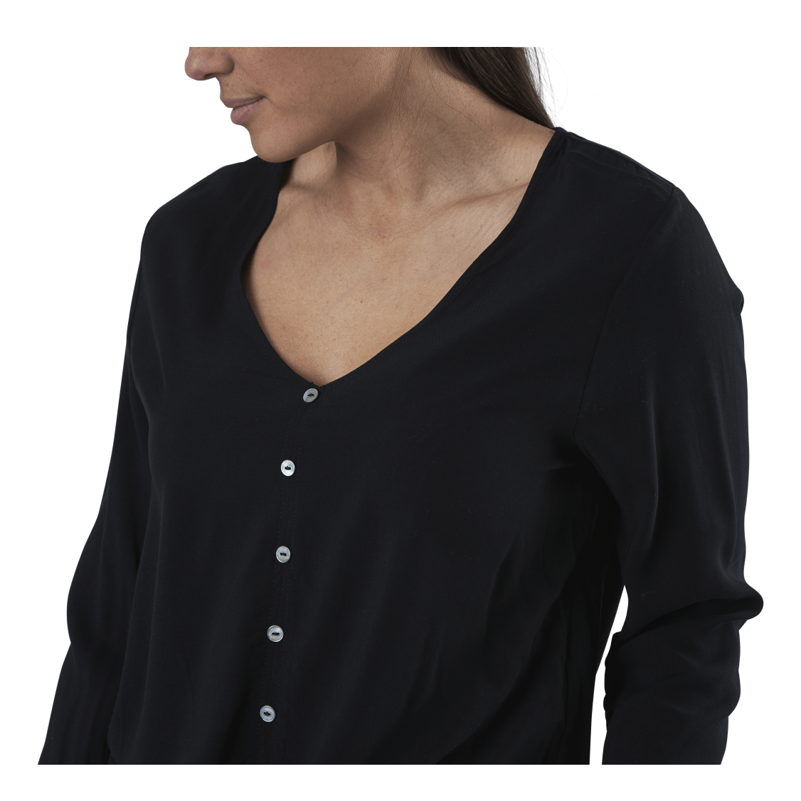 Nina Life L/S Tie Shirt Wvn Black