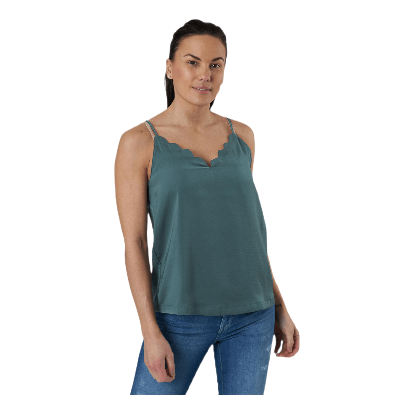 Debbie Singlet Wvn Green