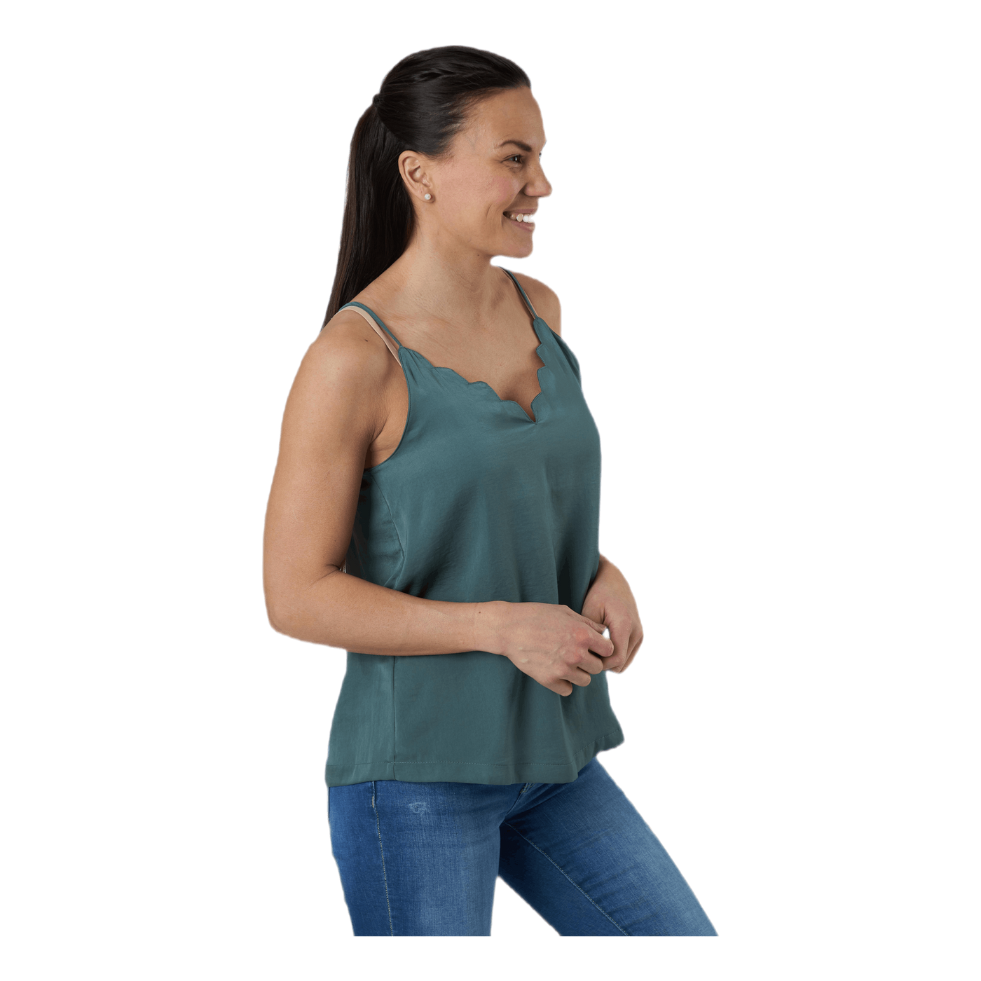 Debbie Singlet Wvn Green