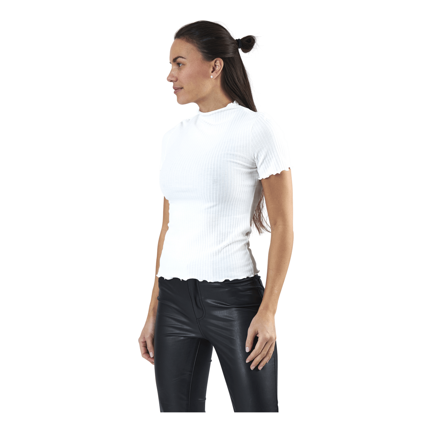 Emma S/S Highneck Top Jrs Beige