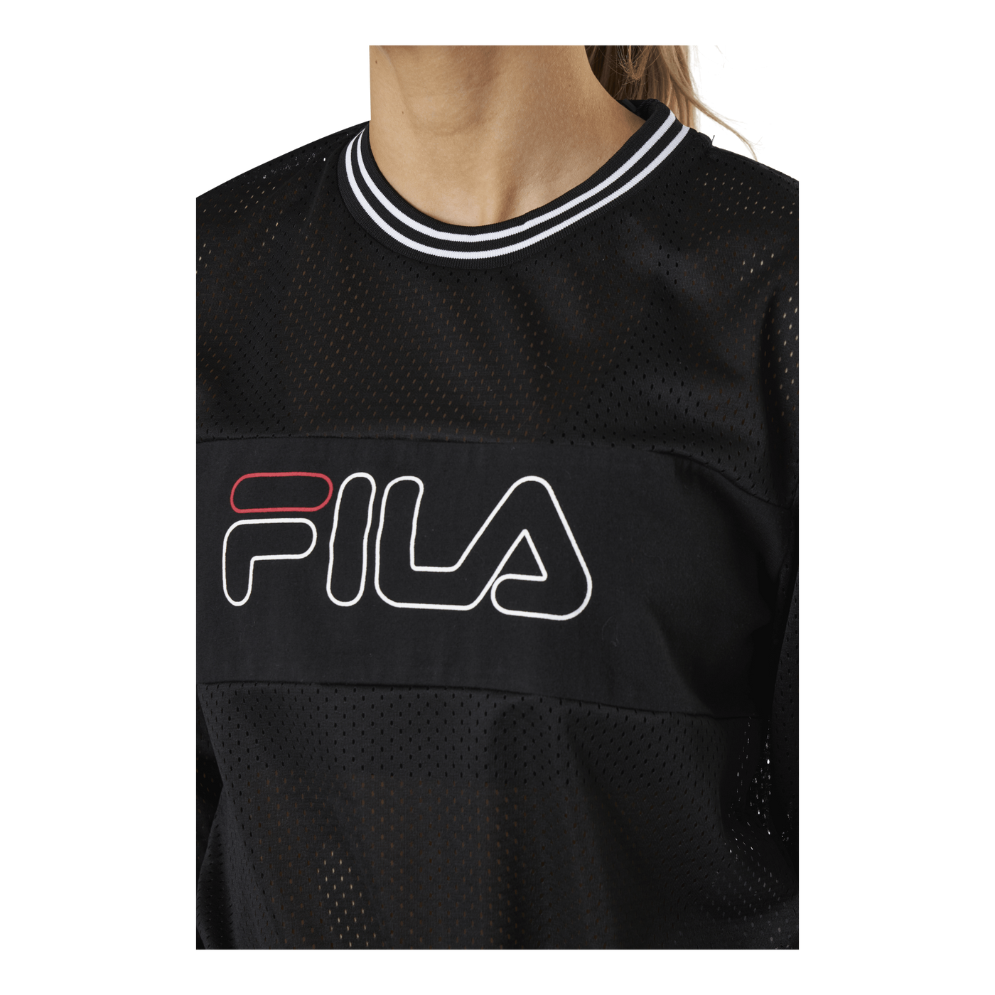 Jalina Cropped Sporty Mesh Shirt Black