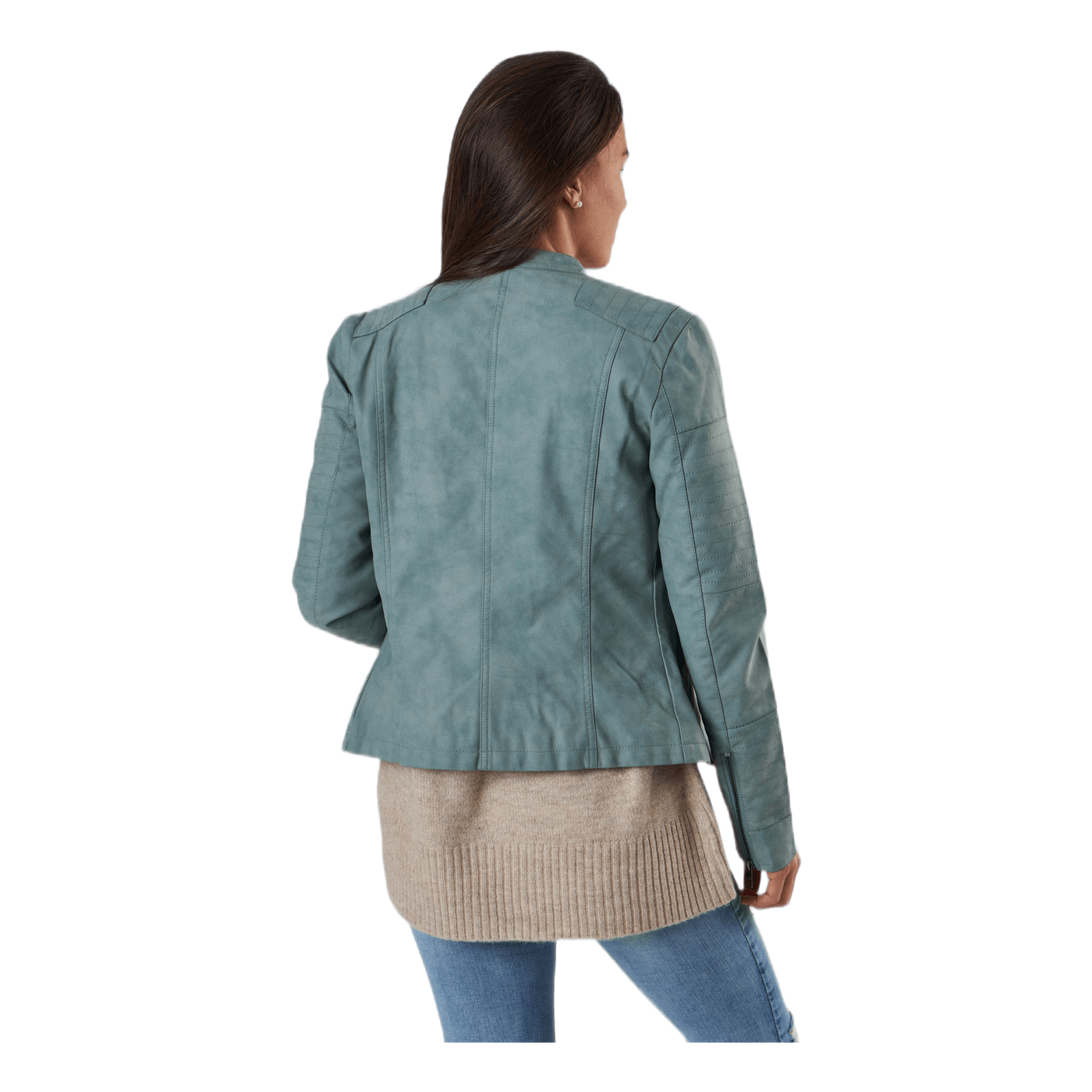 Ava Faux Leather Biker Otw Green