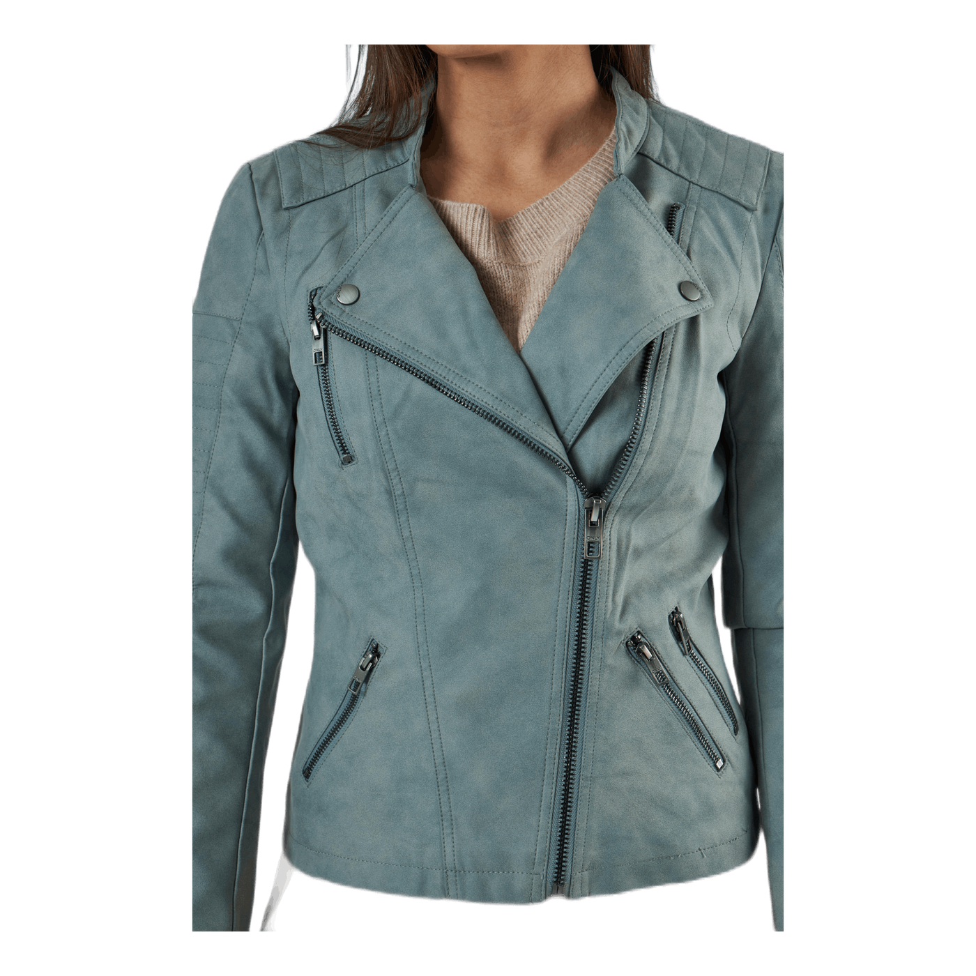 Ava Faux Leather Biker Otw Green