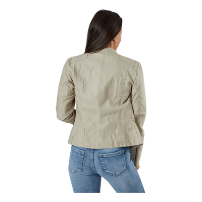 Ava Faux Leather Biker Otw Beige