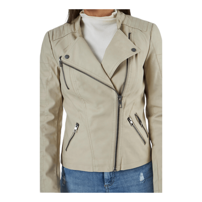 Ava Faux Leather Biker Otw Beige