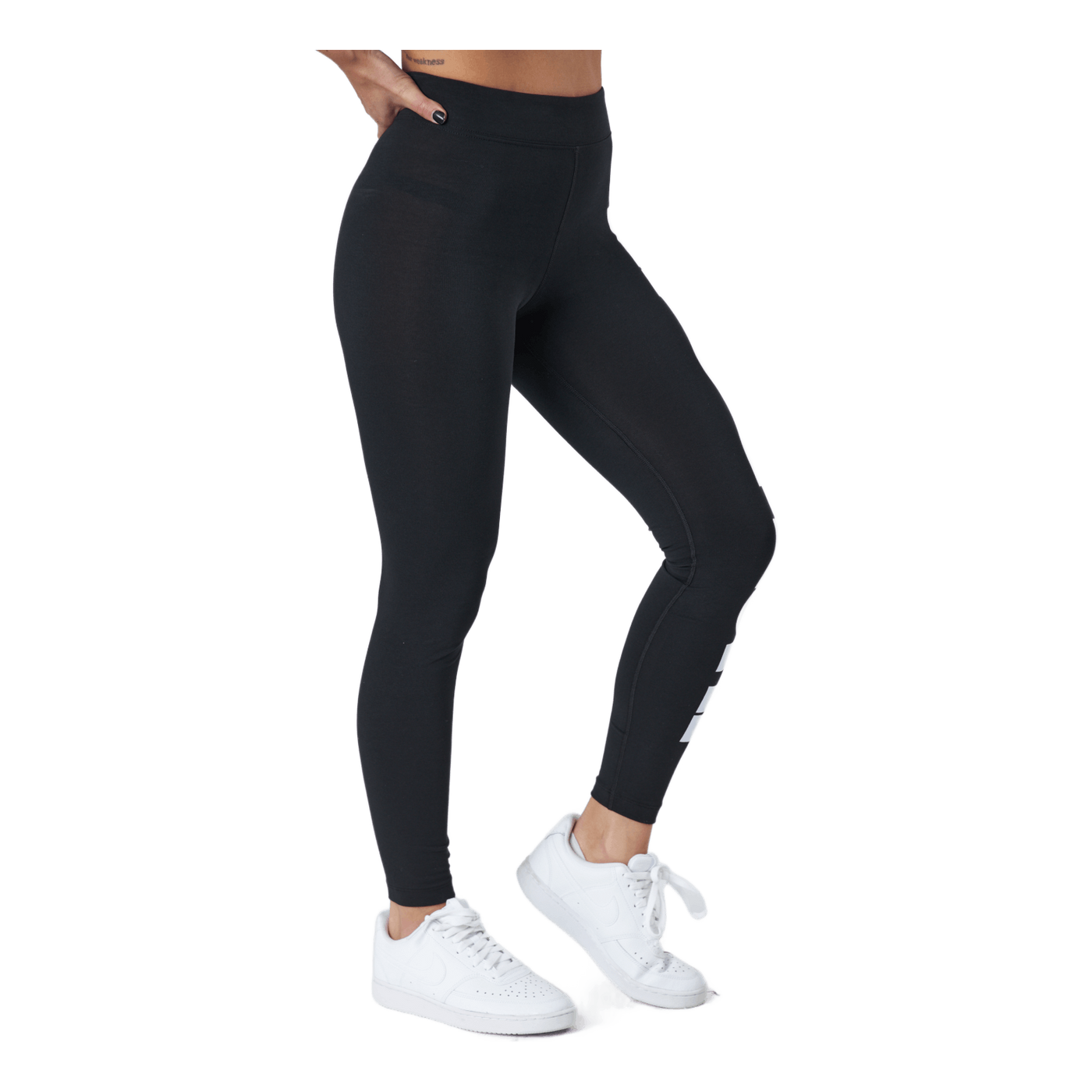 Sportswear Essential Women's High-Waisted Graphic Leggings BLACK/WHITE