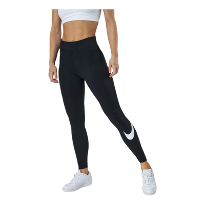 Sportswear Essential Women's Mid-Rise Swoosh Leggings BLACK/WHITE