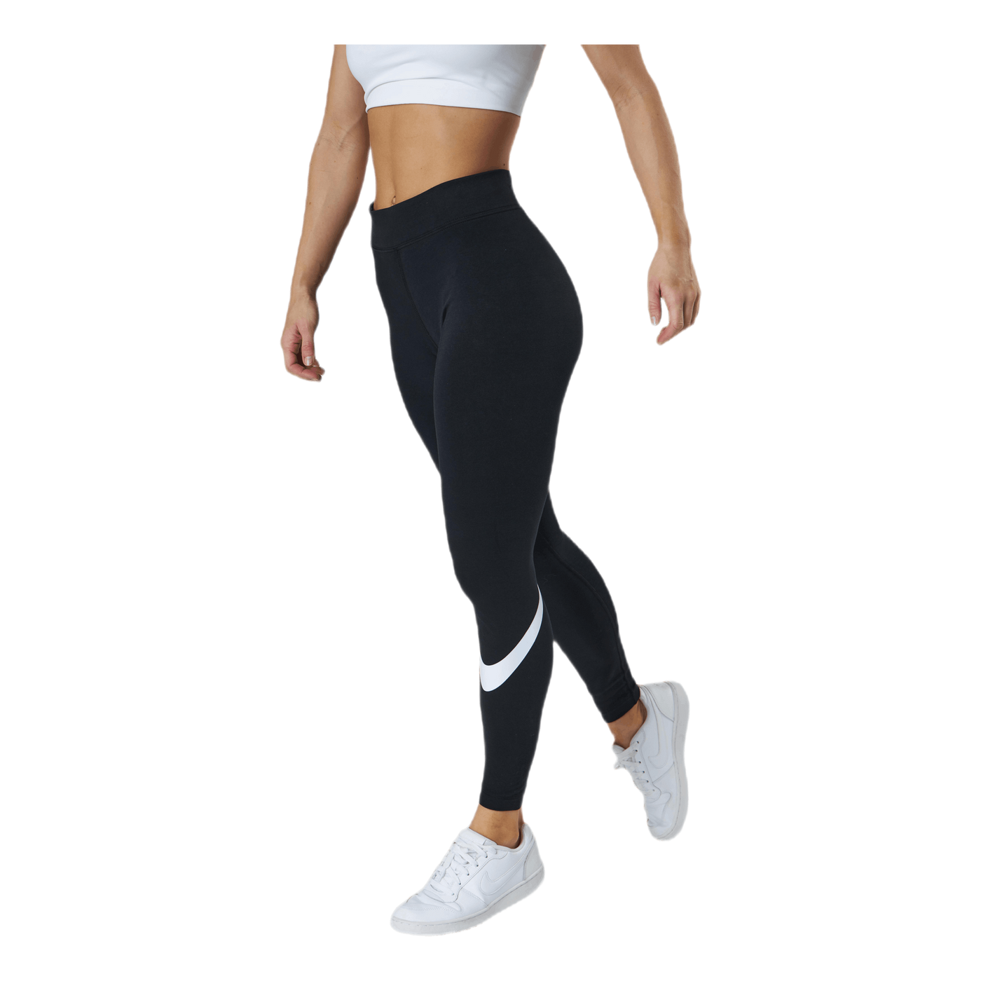 Sportswear Essential Women's Mid-Rise Swoosh Leggings BLACK/WHITE