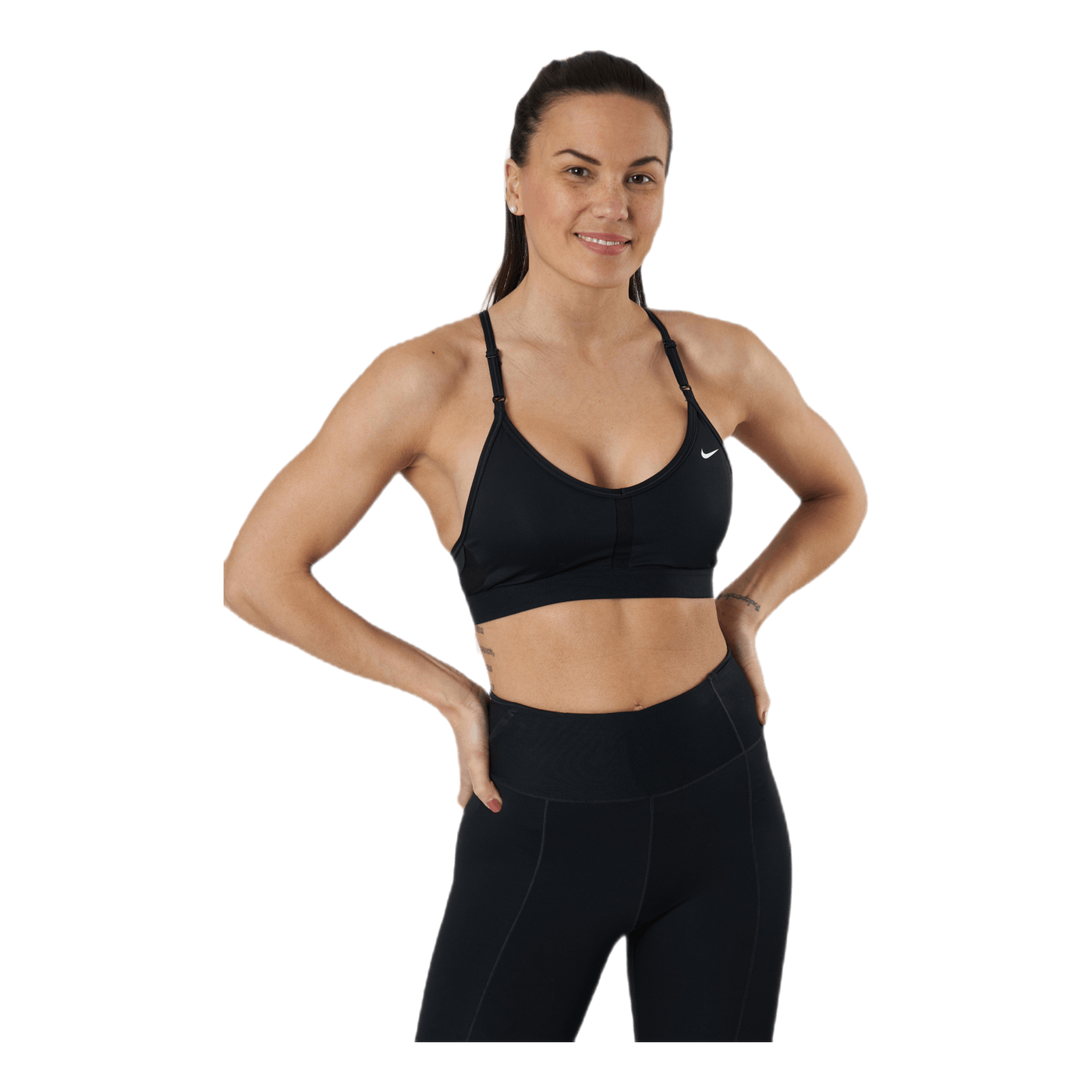 Dri-FIT Indy Women's Light-Support Padded V-Neck Sports Bra BLACK/BLACK/BLACK/WHITE