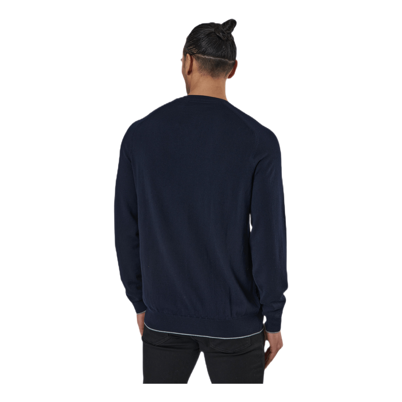 Grid Texture V Neck Jumper Blue