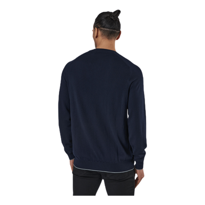 Grid Texture V Neck Jumper Blue