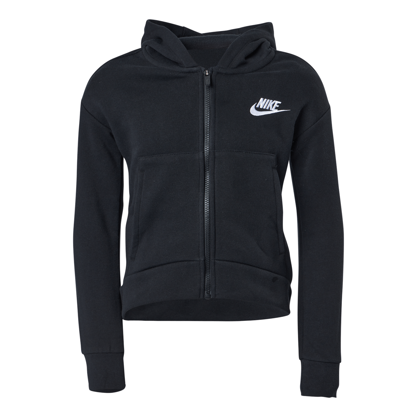 Sportswear Club Fleece Big Kids' (Girls') Full-Zip Hoodie BLACK/WHITE