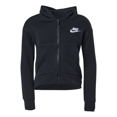 Sportswear Club Fleece Big Kids' (Girls') Full-Zip Hoodie BLACK/WHITE