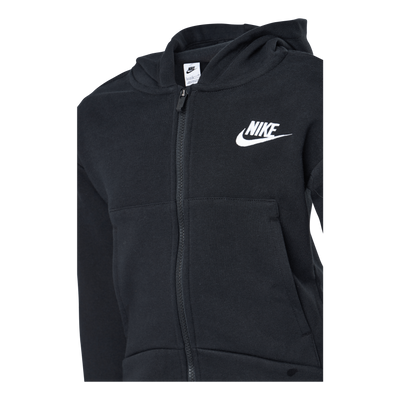 Sportswear Club Fleece Big Kids' (Girls') Full-Zip Hoodie BLACK/WHITE