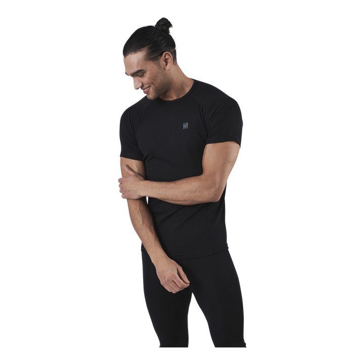 Floki Short Sleeve Slim Fit 100% Merino Wool Black