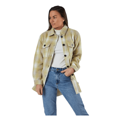 Deena-Oma L/S Check Shacket Cc Pnt White