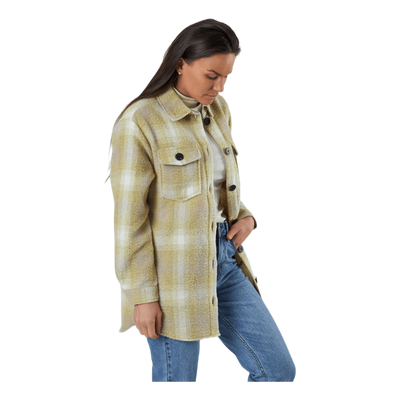Deena-Oma L/S Check Shacket Cc Pnt White