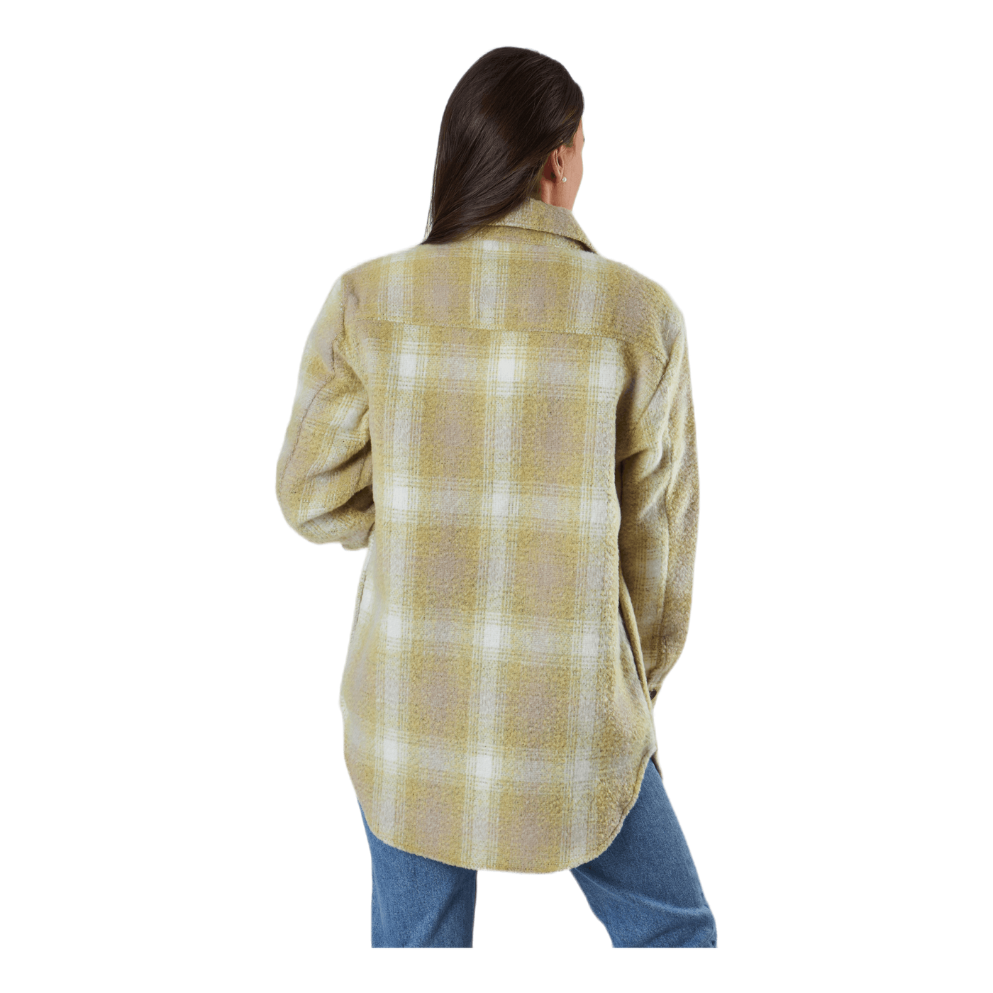 Deena-Oma L/S Check Shacket Cc Pnt White