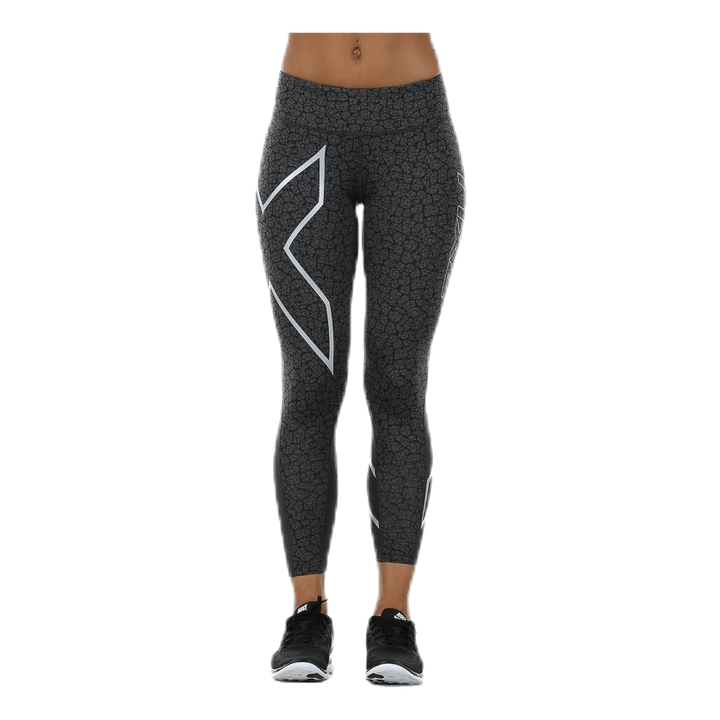 Patterned Mid-Rise Compression 7/8 Tights Black/Grey