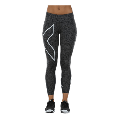 Patterned Mid-Rise Compression 7/8 Tights Black/Grey