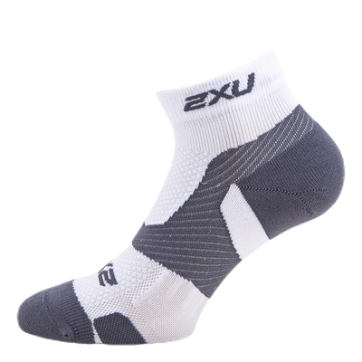 Vectr LightCush 1/4 Crew Sock White/Grey